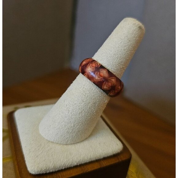 Size 7 Real Wood Unisex Ring Handcrafted Matte Finish Minimalist Jewelry - Picture 2 of 4